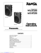 Panasonic RAMSA WS-AT200 Operating Instructions Manual
