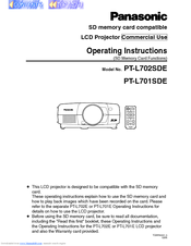 Panasonic PT-L701SDE Operating Instructions Manual