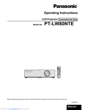 Panasonic PT-LW80NTE Operating Instructions Manual