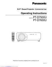 Panasonic PTD7600U - DLP PROJECTOR Operating Instructions Manual