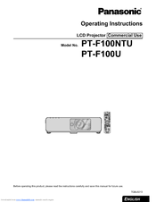 Panasonic PTF100U - LCD PROJECTOR Operating Instructions Manual