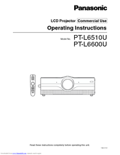 Panasonic PTL6600U - LCD PROJECTOR Operating Instructions Manual