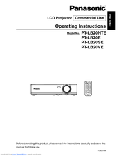 Panasonic PT-LB20VE Operating Instructions Manual