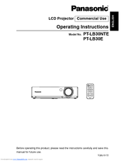 Panasonic PT-LB30E Operating Instructions Manual