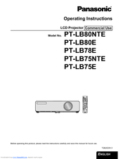 Panasonic PT-LB78E Operating Instructions Manual