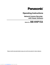 Panasonic BB-HNP15A Operating Instructions Manual
