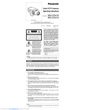 Panasonic WV-CP470; WV-CP474 Operating Instructions Manual
