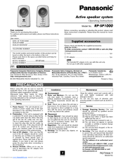 Panasonic RPSP1000 - ACCESSORY SPEAKERS Operating Instructions Manual