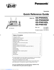 Panasonic KX-PW606DL Quick Reference Manual
