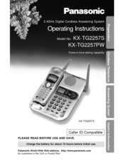 Panasonic KXTG2257PW - 2.4 GHZ CORDLES PHON Operating Instructions Manual