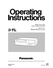 Panasonic AGDTL1P - TIME LAPSE RECORDER Operating Instructions Manual