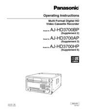 Panasonic AJ-HD3700HP Operating Instructions Manual