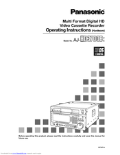 Panasonic AJHD3700E - VCR - DIGITAL Operating Instructions Manual