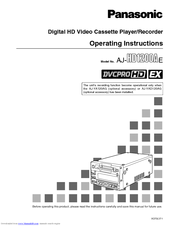 Panasonic AJHD1200A - DVCPRO HD VTR Operating Instructions Manual