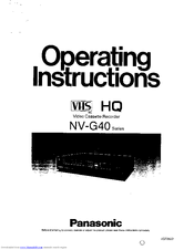 Panasonic NV-G40A Operating Instructions Manual