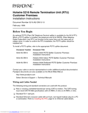 Paradyne Hotwire 5216 Installation Instructions Manual