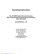 Paragon WTNFII-19 Operating Instructions Manual