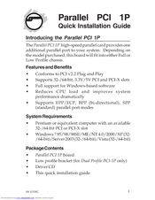 SIIG Parallel PCI 1P Quick Installation Manual
