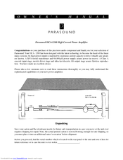 Parasound HCA-1200 Owner's Manual