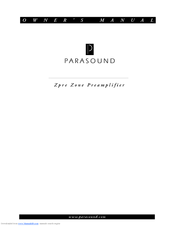 Parasound Zpre Zone Owner's Manual