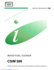 Parkinson Cowan Mixed Fuel Cooker CSIM 509 Instruction Booklet