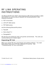 Paxar Monarch RF Link 7400 Operating Instructions Manual