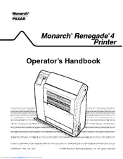 Paxar Monarch Renegade 4 Operator's Handbook Manual