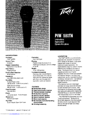Peavey PVM 580TN Specification Sheet