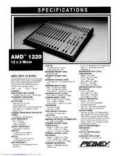 Peavey AMD 1220 Specification Sheet