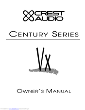 Crest Audio VX Owner's Manual