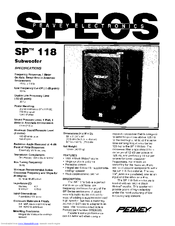 Peavey SP 118 Specifications