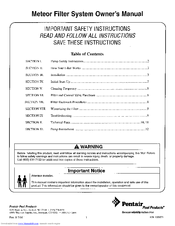 Pentair METEOR U78-767P Owner's Manual