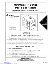 Pentair Pool & Spa Heaters NT Series Operation & Installation Manual