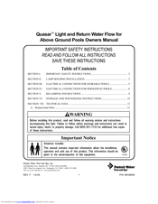 Pentair Light and Return Water Flow Quasar Owner's Manual
