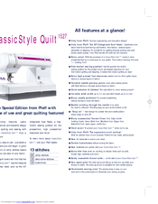 Pfaff FREESTYLE 1527 Specification Sheet