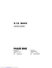PhaseOne H 10 M645 Getting Started Manual