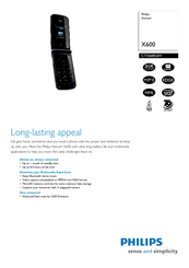 Philips Xenium X600 Specifications