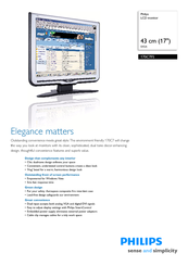 Philips 170C7FS Specification Sheet