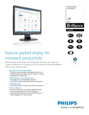 Philips Brilliance 170S9FB/27 Specification Sheet