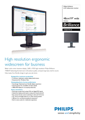 Philips Brilliance 190BW9CB Specification Sheet