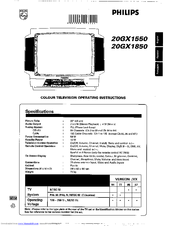 Philips 20GX1850/54R Operating Instructions Manual