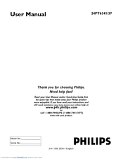 Philips 24-REAL FLAT STEREO TV 24PT6341 User Manual
