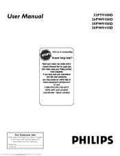 Philips 26-PROGRESSIVE SCAN WIDESCREEN HDTV 26PW9100D-37B - Hook Up Guide User Manual