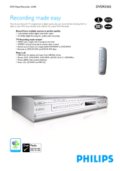 Philips DVDR3365 Specifications