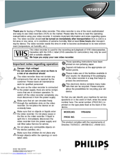 Philips VR558 Instruction Manual