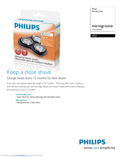 Philips men's shaver HQ 442 Specification Sheet
