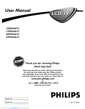 Philips 17-LCD HDTV MONITOR FLAT TV CRYSTAL CLEAR III 17PF8946-37B User Manual