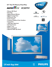 Philips MatchLine FlatTV 50PF9965/12S Specification Sheet