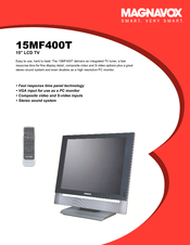 Magnavox 15MF400T - LCD TV FLAT PANEL MONITOR Specifications