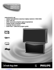 Philips 55I WIDESCREEN PROJECTION HDTV MONITOR 55PP970199 - Instructions For Use Manual